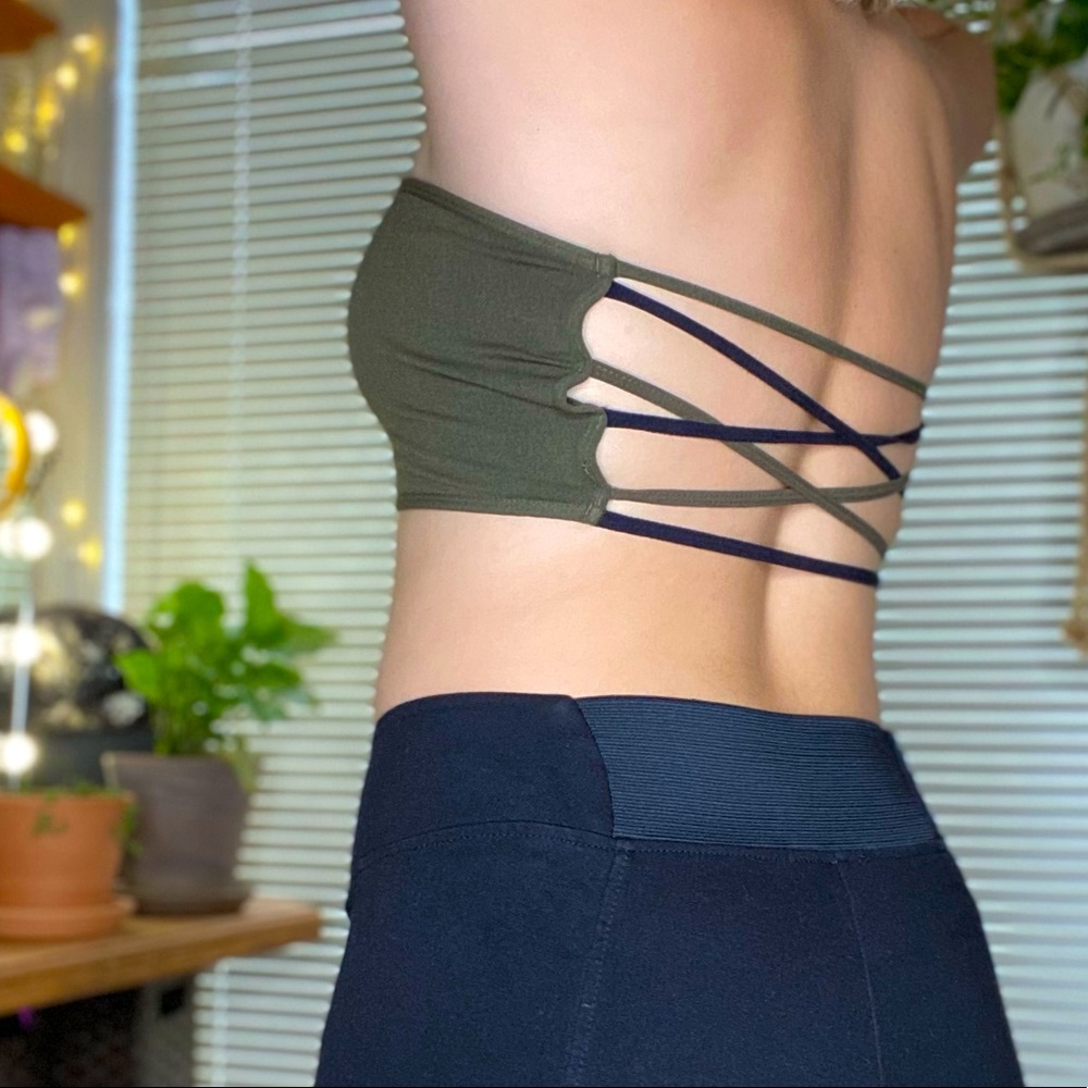 Forest Green/Black Strappy Back Bandeau